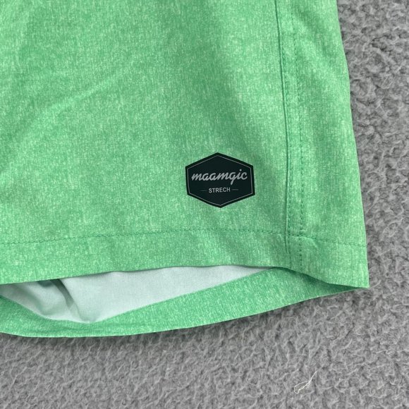 Maamgic Swim Trunks Mens Green Polyester Stretch Swimsuit 6.5" Size L - Picture 13 of 13